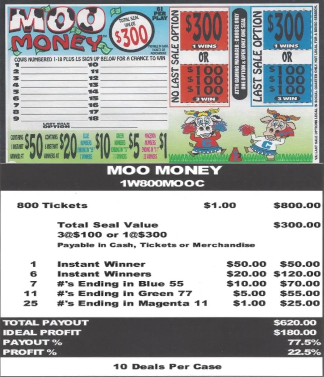 Moo Money 1W800MOOC 800 Count (Clearance ticke Moo Money 1W800MOOC 800 Count (Clearance ticke